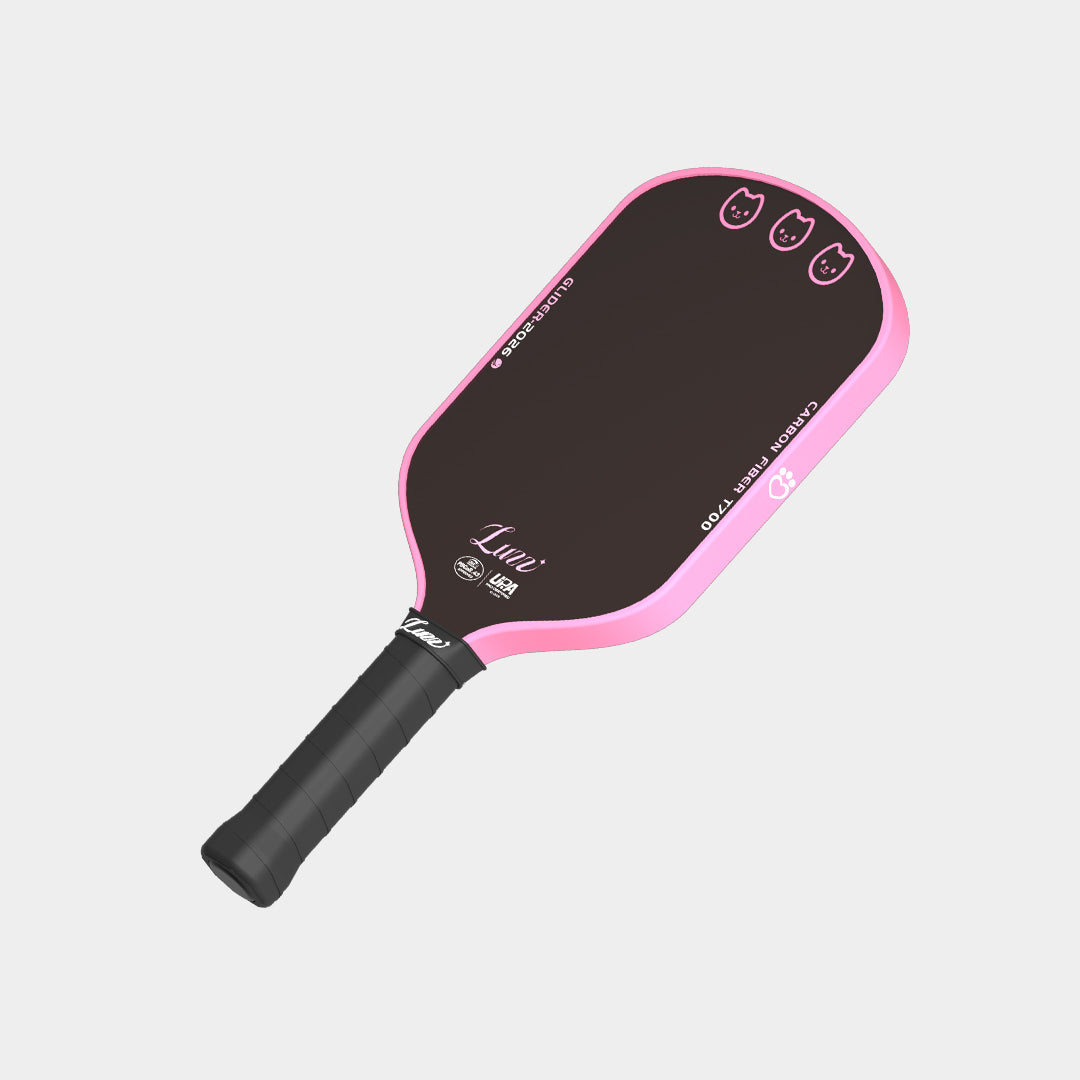 Luzz Gabby's Dollhouse Glider 2026 Hybrid Paddle - angled view with Gabby characters and certification logos