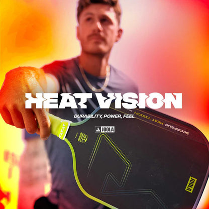 JOOLA Scorpeus Heat Vision Pickleball Paddle - Ignite Blaze Red / Surge Green / Flash Yellow (16mm)