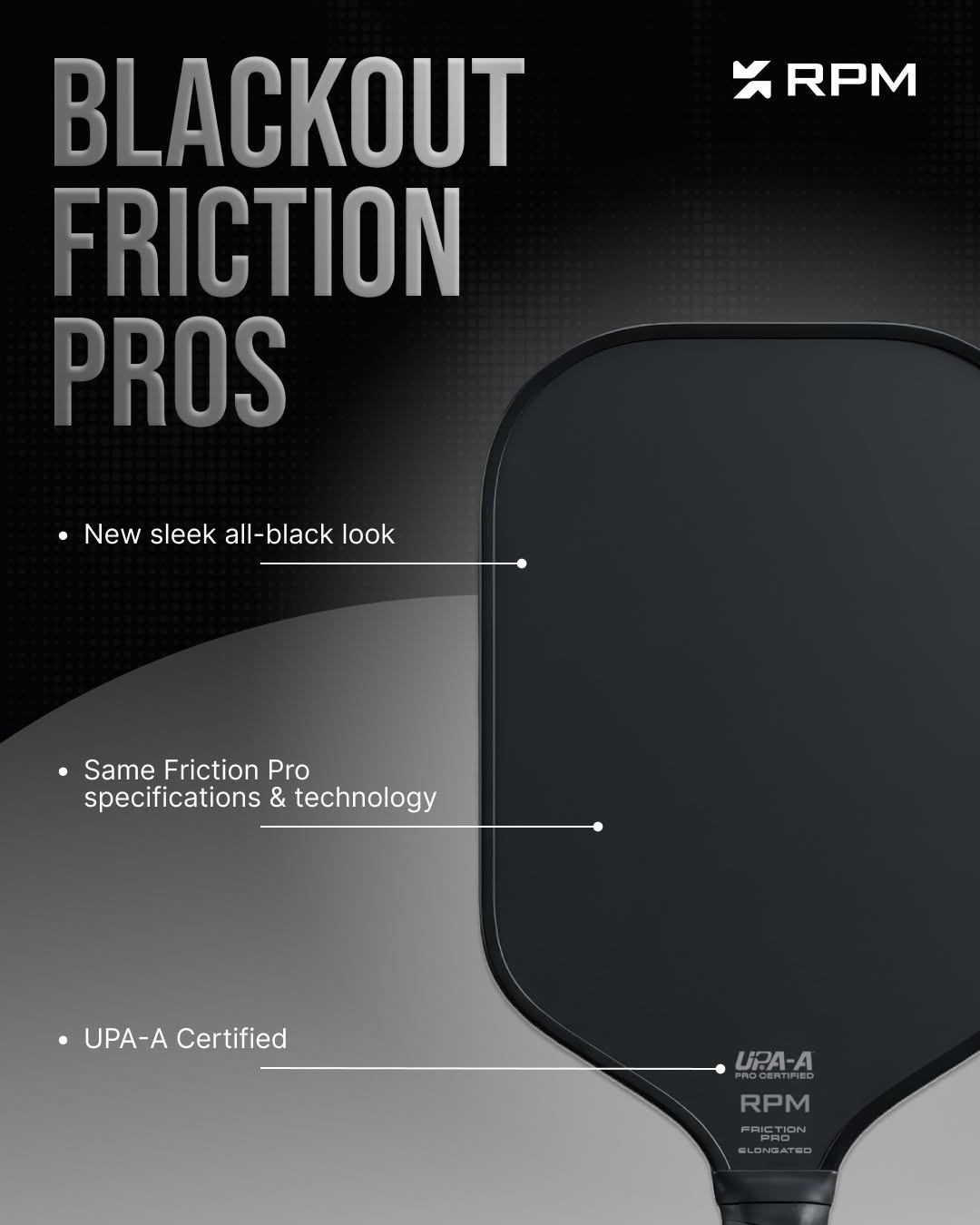 RPM BLACKOUT FRICTION PRO Pickleball Paddle