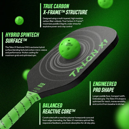 Owl Jack Munro Pickleball Paddle Talon X1 16mm - Eclipse Midnight