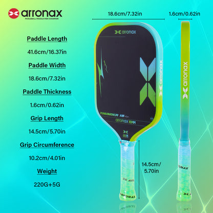ARRONAX THUNDER Gen 4 Foam Core Carbon Fiber Pickleball Paddle EPP EVA Dual Core 16mm Power Paddle
