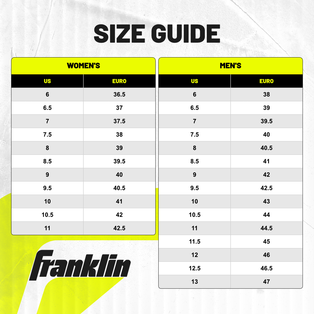 Franklin ACV Pro Shoes sizing chart