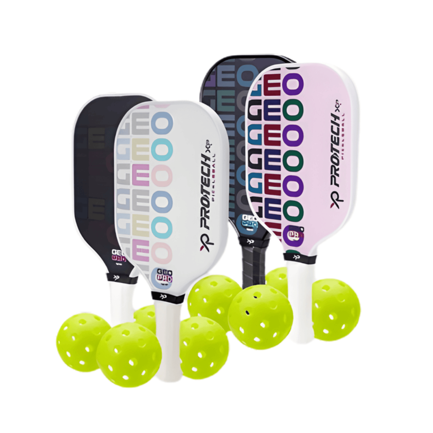 Protech XP GEO Series Pickleball Premiun & Economic Set  (2 Paddles/4 Balls/1 Case)(13mm)