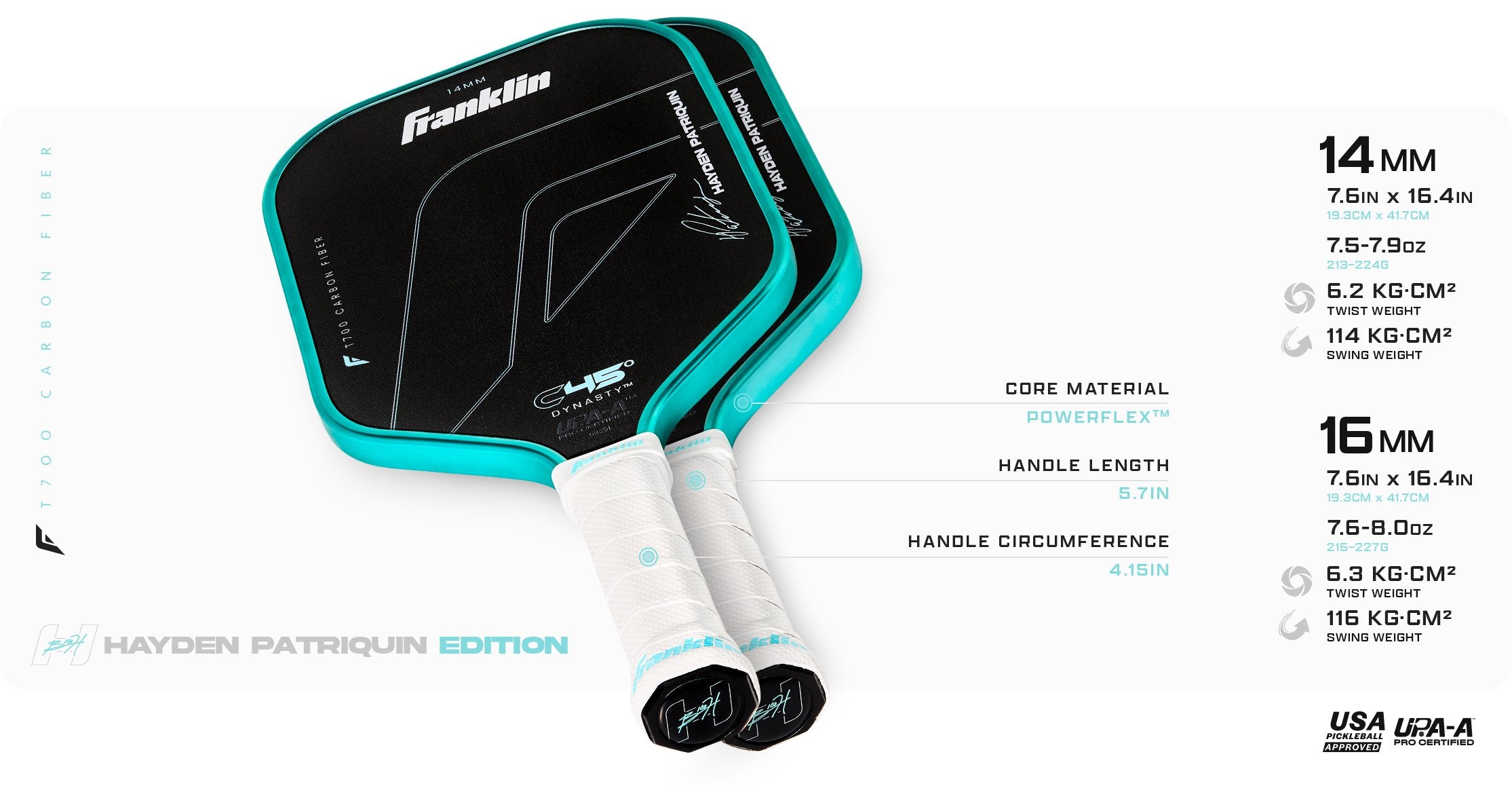 Franklin C45º Dynasty Hayden Patriquin Series Paddle 14mm/16mm
