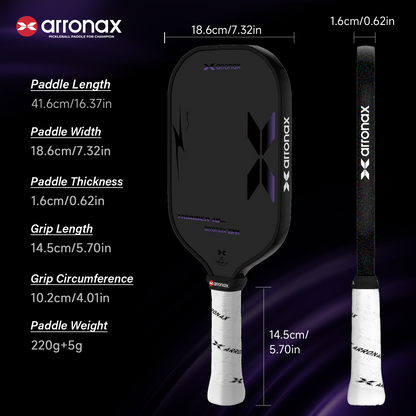 Arronax Thunder 10 SpinSkin 16mm pickleball paddle - detail 6
