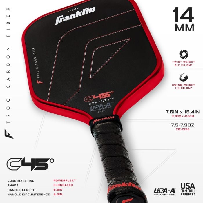 Franklin C45° Dynasty Paddles 14/16mm Red