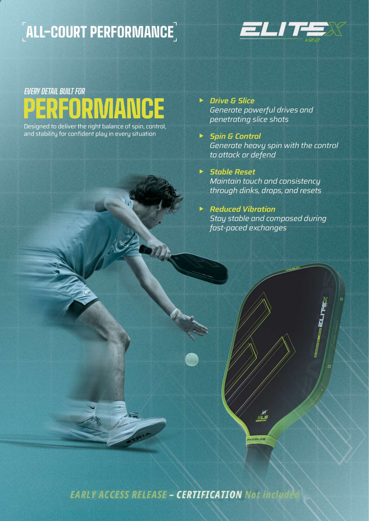 Facolos Elite X 2.0 Elongated pickleball paddle