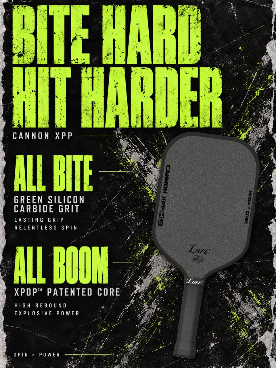 Luzz Cannon XPP M1 16mm pickleball paddle - Bite Hard, Hit Harder