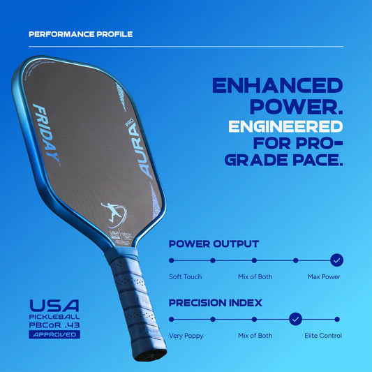FRIDAY Aura Pro Elongated - Metallic That Pickleball Guy Blue Limited Edition